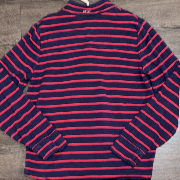 Vineyard Vines Girls Break Stripe Shep Quarter Zip Top Medium (10-12) Navy/Red - Picture 6 of 10